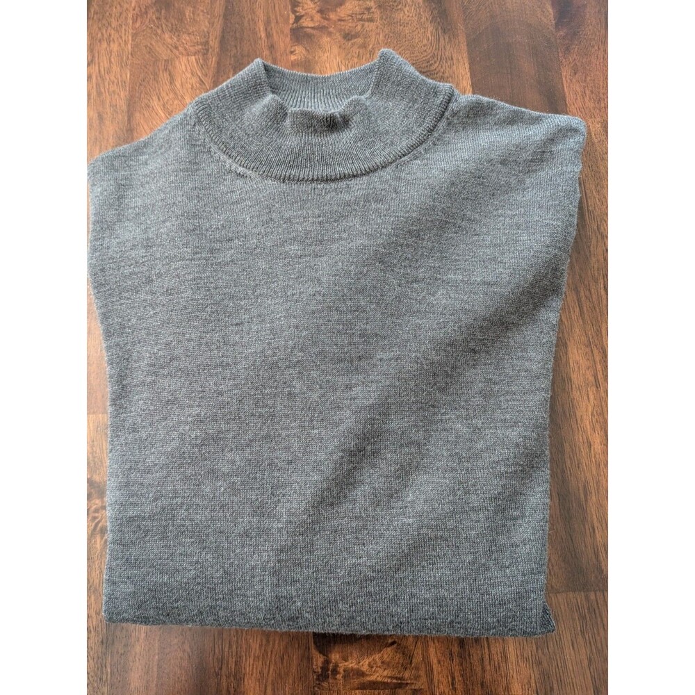 Jos A Bank Men’s XL Merino Wool Mock Neck Sweater Gray Made in Italy